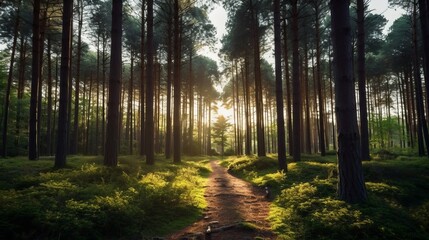 Obraz premium A Majestic Forest of Towering Pine Trees