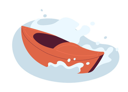 orange kayak on water, simple style clip art preview