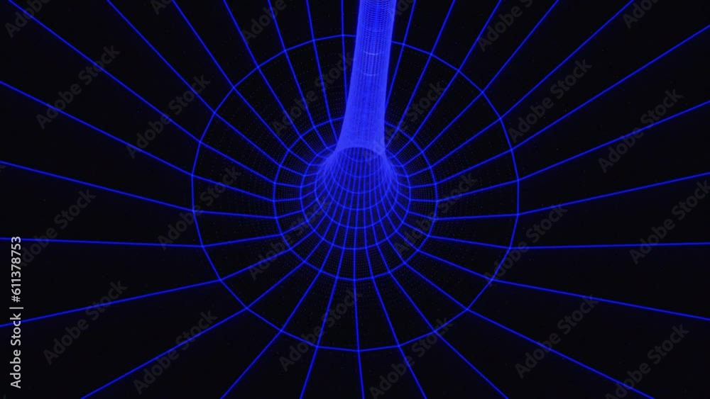 Poster a wire-frame grid that is dynamic and has neon lights moving throughout it.continuous looping space 