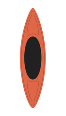 Red kayak vessel semi flat colour vector object. Water sports equipment. Outdoor recreation. Editable cartoon clip art icon on white background. Simple spot illustration for web graphic design