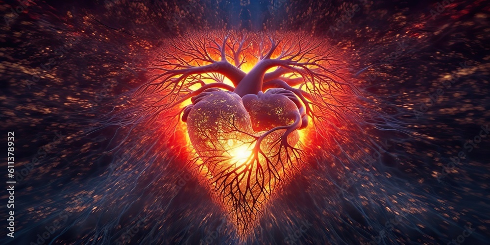 Wall mural ai generated. ai generative. realistic illustration of abstracct heart shape brain in galaxy space p