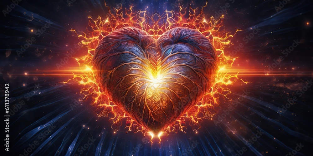 Wall mural ai generated. ai generative. realistic illustration of abstracct heart shape brain in galaxy space p