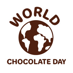 World Chocolate Day typography poster. Vector template for logo  design, , greeting card, postcard, banner, flyer, sticker, shirt, etc