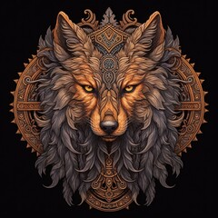 An Ornate Wolf with Stunning Patterns: Intricate, Majestic, and Captivating