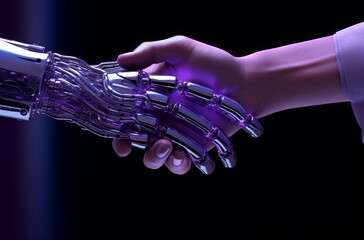 A Man and Robot Handshake: Embracing the Future of Technology and Collaboration