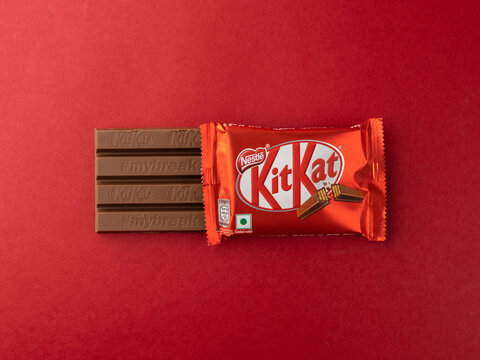 Assam, india - Augest 15, 2020 : Kitkat chocolate bar isolated stock image.