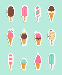 Ice cream sticker set