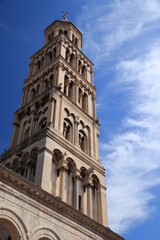 Fototapeta na wymiar Split landmark. Old Town in Croatia. UNESCO World Heritage Site landmark. Cathedral campanile.