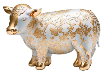 Cow “made of gold Imari china, intricate, highly detailed, studio lighting, isolated PNG object