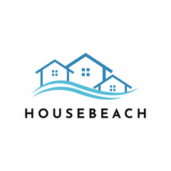 Fototapeta premium House beach logo design modern and minimalist