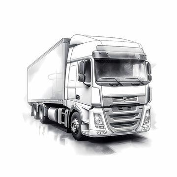 Big Truck Illustration. Generative AI