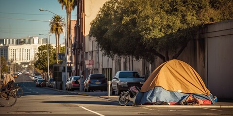 A city council member looks at the alarming rise in homelessness statistics, a testament to the mounting housing crisis in the area, concept of Urban poverty, created with Generative AI technology