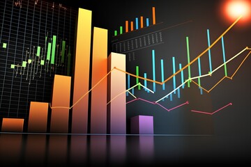 Fototapeta premium Increasing Graph Upward, charts climbing, increasing profits [Generative AI] 