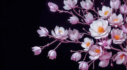 almond blossom bunch of flowers on a tree white and pink color Created with generative AI