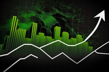 Naklejka premium Increasing Graph Upward, charts climbing, increasing profits [Generative AI] 