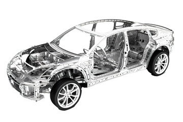Vehicle frame over isolated transparent backdrop. Generative AI - obrazy, fototapety, plakaty