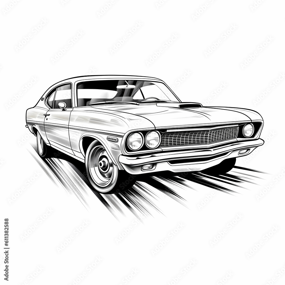 Wall mural muscle car illustration. generative ai