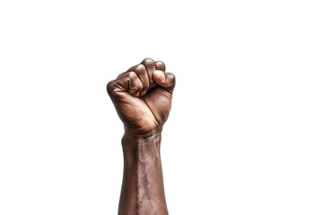 African American hand fist over isolated transparent backdrop. Generative AI - obrazy, fototapety, plakaty