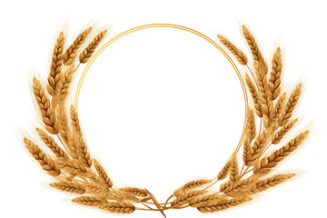 Natural wheat frame with copy space over transparent backdrop. Generative AI