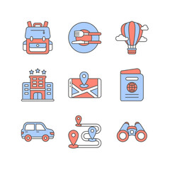 Tourism and Travel Icon Set in Duotone Style