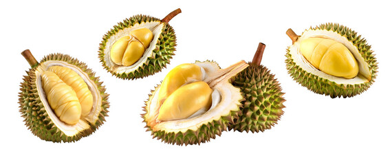 Durian isolated on transparent background, fruit, png. Generative AI