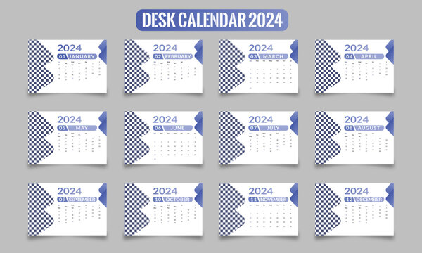 Desk Calendar Free vector hand drawn annual calendar template, Free vector 2024 calendar Free vector modern 2024 calendar concept