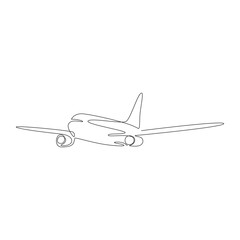 Fototapeta na wymiar Airplane one line. Vector drawing on a white background. 