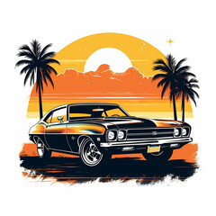 Muscle car illustration. Generative AI