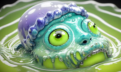 Fantastic little snotty slug monster, created with the help of artificial intelligence.