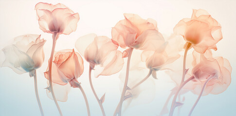 romantic wallpaper banner  pink roses pattern, generative ai illustration