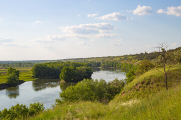 landscape with river and blue sky