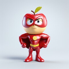 Cute Cartoon Apple Superhero. Generative AI