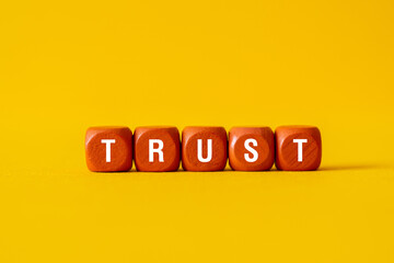 Trust - word concept on building blocks, text