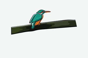 Illustration bird on the branch vector