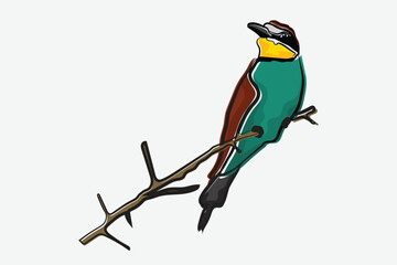 Illustration bird on the branch vector