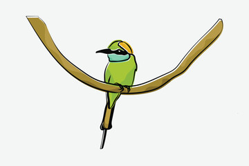 Illustration bird on the branch vector