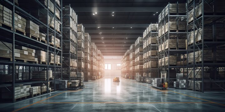 AI Generated. AI Generative. Commercial building warehouse dock port shipping logistic center. Graphic Art