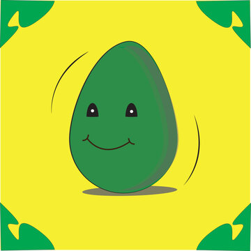 This illustration showcases a gleeful smiling avocado. It has a bright green color, with eyes full of happiness. Its wide smile makes it suitable for content related to healthy food.