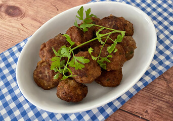 Italian Art polpette di carne. Also known as meatballs.