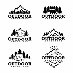 set of adventure outdoor vector illustration