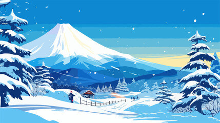Japan travel concept Mount Fuji in the afternoon vector illustration