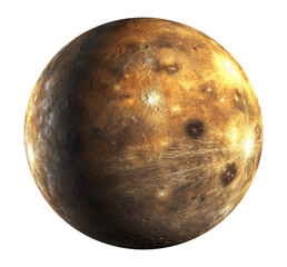 Mercury planet on transparent background. Generative AI.