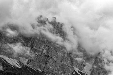 Mountain peak of Monte Cristallo, north face 3221 m., in the sexten Dolomites near Cortina...