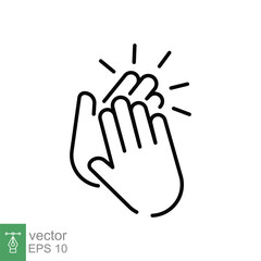 Applause icon. Simple outline style. Clap, hand, high five, plaudits, standing ovation, success concept. Thin line symbol. Vector illustration isolated on white background. EPS 10.