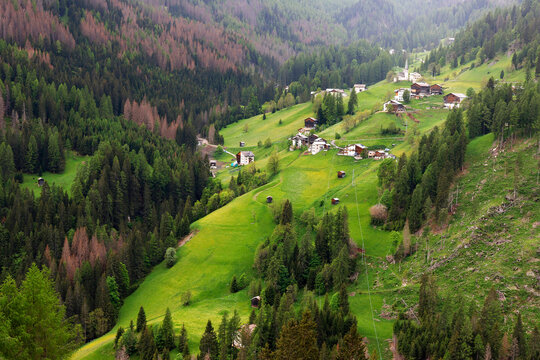 Summer landscape of Sella mountains in the Dolomites, Italy, Europe