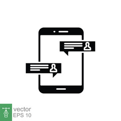 Online meeting icon. Simple solid style. Phone, person, people chat, business team, technology concept. Black silhouette, glyph symbol. Vector illustration isolated on white background. EPS 10.