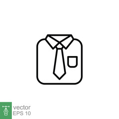 Uniform icon. Simple outline style. Formal dress code, tie, necktie, professional shirt, business suit concept. Thin line symbol. Vector illustration isolated on white background. EPS 10.