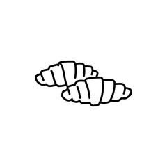 Croissant black line icon.