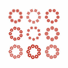 set of circular flower vector illustration