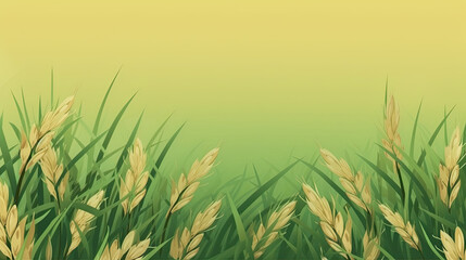 Ear of rice. Close-up to rice seeds in ear of paddy. Beautiful golden rice field and ear of rice. Generative AI
